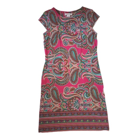Liz Claiborne Dresses & Skirts - Liz Claiborne Pink Paisley Short Sleeve Dress sz M Womens Flowy Comfort Fit